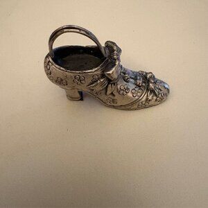 Victorian Shoe Metal Figurine Miniature Card Holder